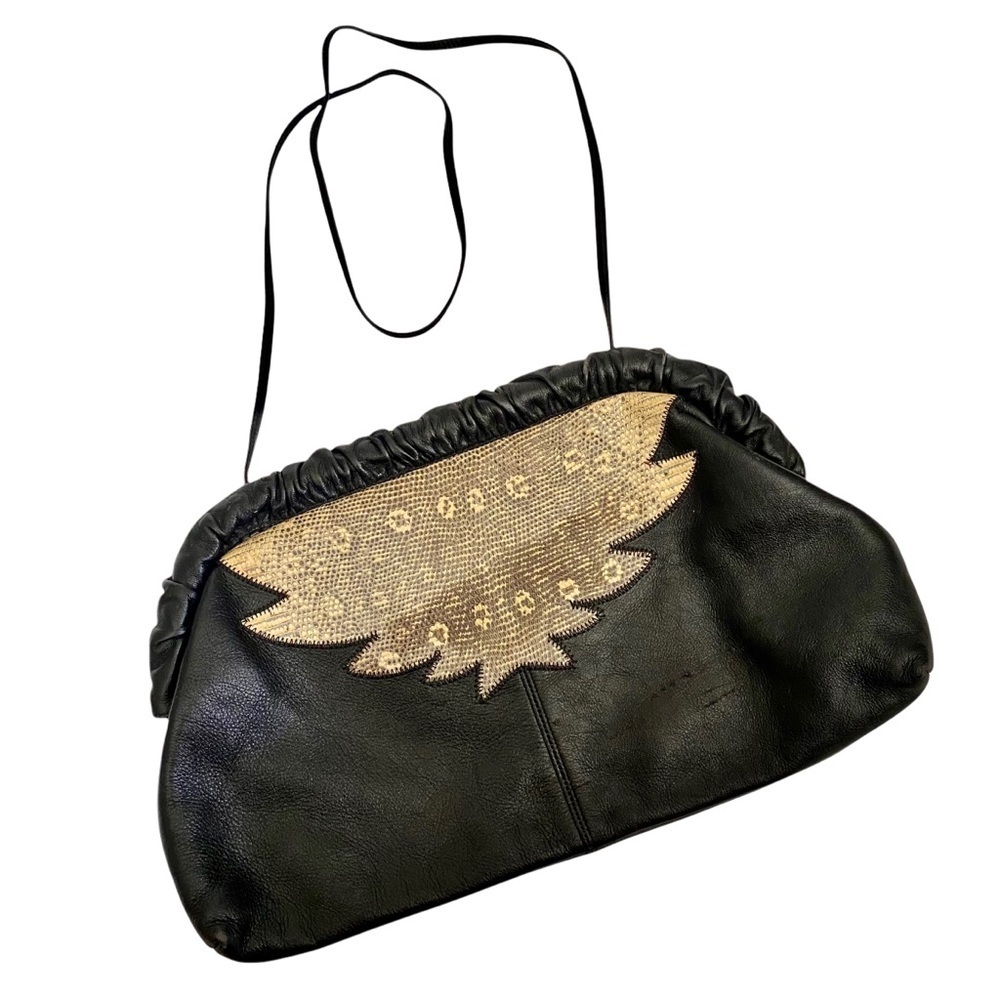 Vintage Palizzio Italian Handbag Snakeskin & Leather Clutch Crossbody Purse bag